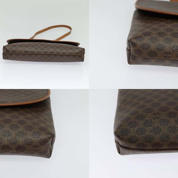 CELINE Macadam Canvas Shoulder Bag Pvc Leather Brown Gold - Picture 10 of 13